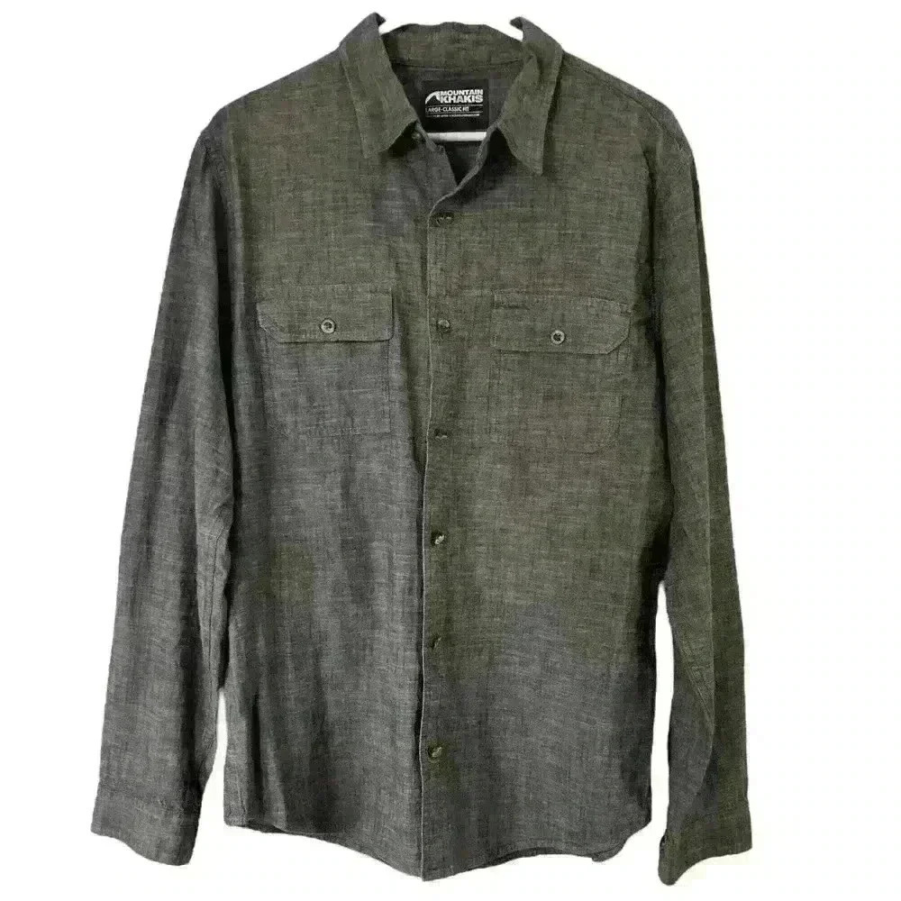 Mountain Khakis Shirt Men's Size Large Gray Button Down Classic Fit